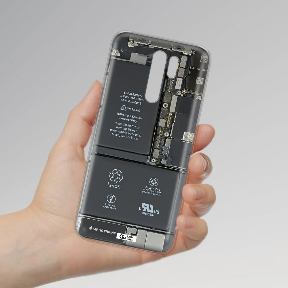 A Close-Up Of A Cell Phone Battery Xiaomi Redmi 9 Clear Tpu Case