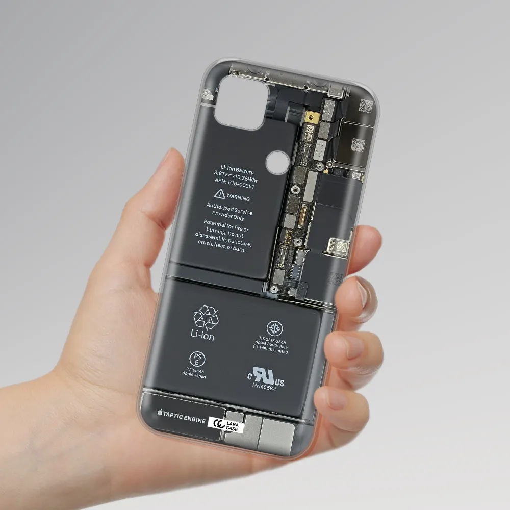 A Close-Up Of A Cell Phone Battery Xiaomi Redmi 9C Clear Tpu Case