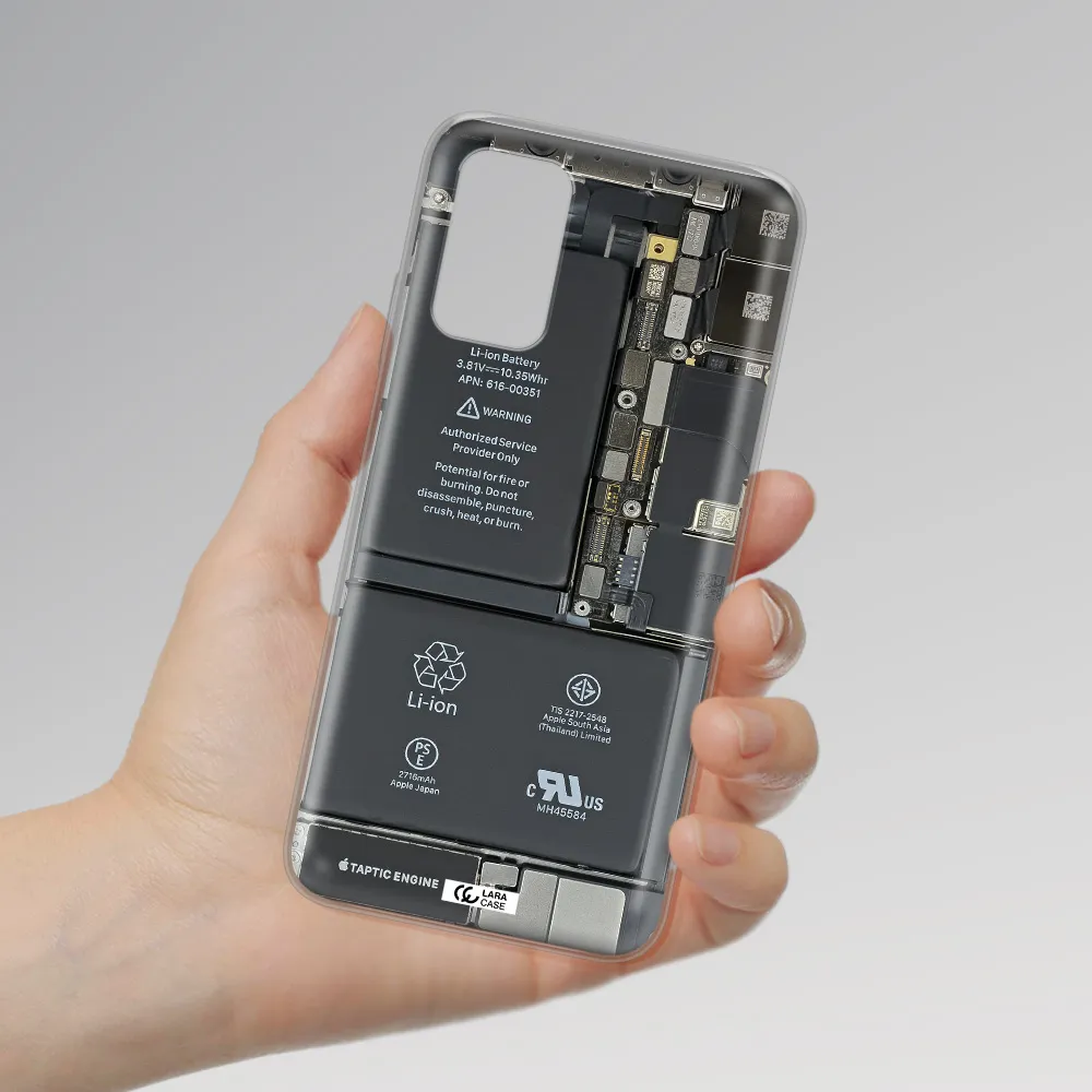 A Close-Up Of A Cell Phone Battery Xiaomi Redmi 9T Clear Tpu Case