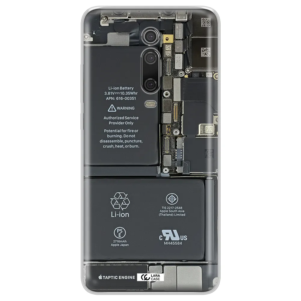 A Close-Up Of A Cell Phone Battery Xiaomi Redmi K20 Clear Tpu Case