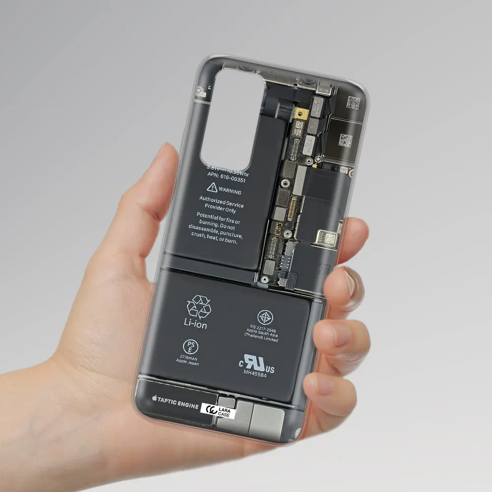 A Close-Up Of A Cell Phone Battery Xiaomi Redmi Note 11 Clear Tpu Case