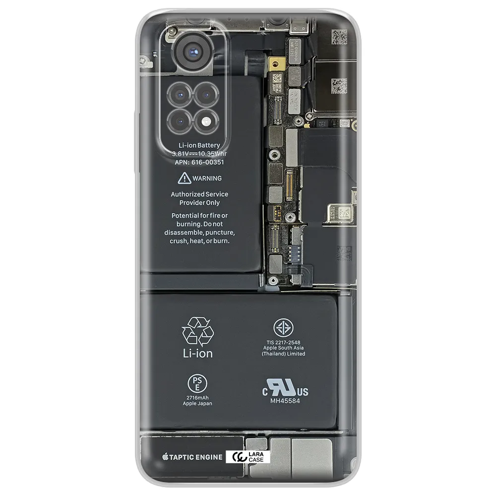 A Close-Up Of A Cell Phone Battery Xiaomi Redmi Note 11S Clear Tpu Case