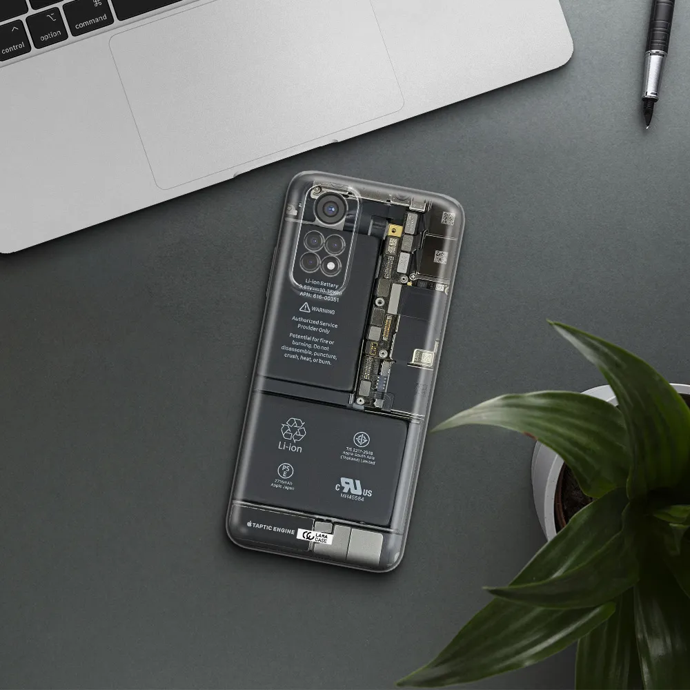 A Close-Up Of A Cell Phone Battery Xiaomi Redmi Note 11S Clear Tpu Case