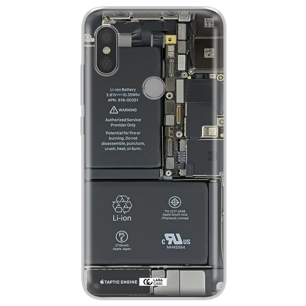 A Close-Up Of A Cell Phone Battery Xiaomi Redmi Note 6 Pro Clear Tpu Case