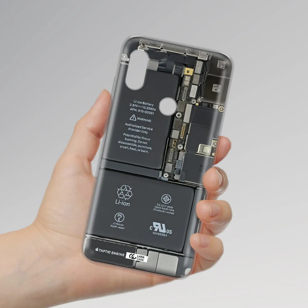 A Close-Up Of A Cell Phone Battery Xiaomi Redmi Note 6 Pro Clear Tpu Case