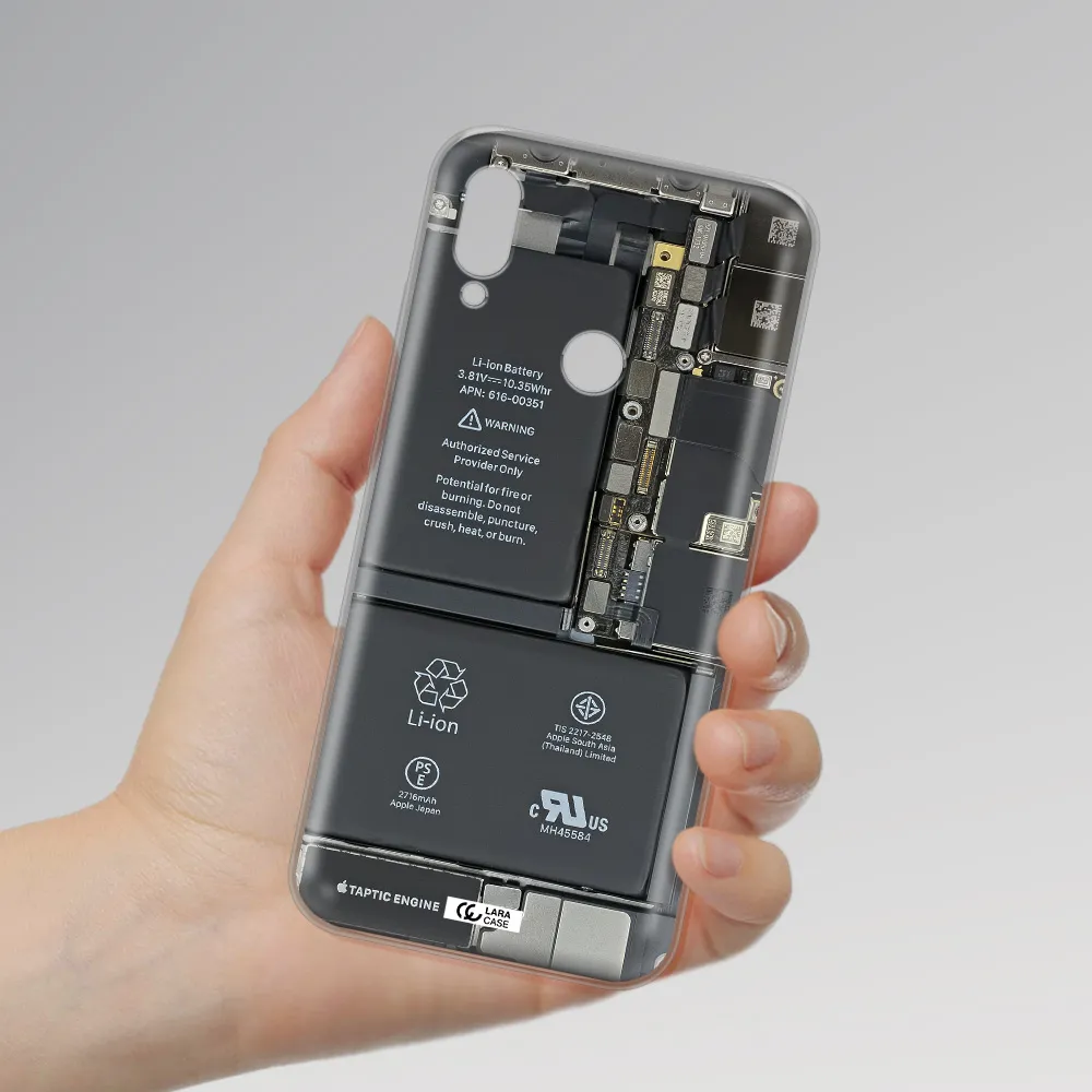 A Close-Up Of A Cell Phone Battery Xiaomi Redmi Note 7 Clear Tpu Case