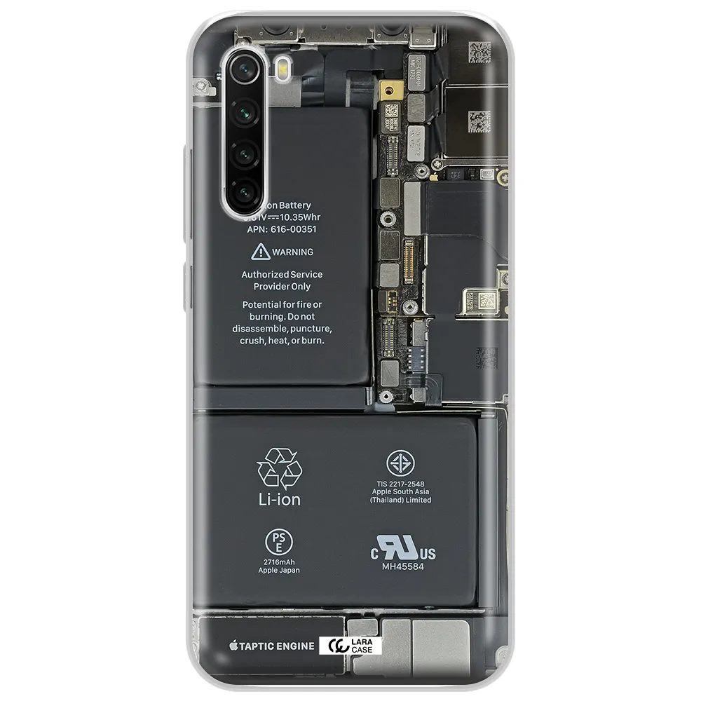 A Close-Up Of A Cell Phone Battery Xiaomi Redmi Note 8T Clear Tpu Case