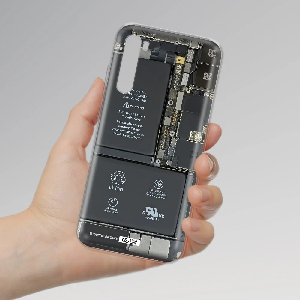 A Close-Up Of A Cell Phone Battery Xiaomi Redmi Note 8T Clear Tpu Case