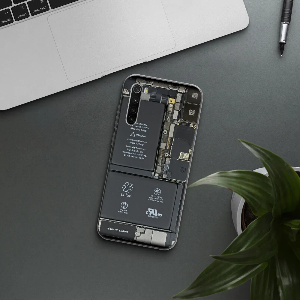 A Close-Up Of A Cell Phone Battery Xiaomi Redmi Note 8T Clear Tpu Case