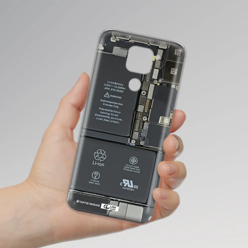 A Close-Up Of A Cell Phone Battery Xiaomi Redmi Note 9 Clear Tpu Case