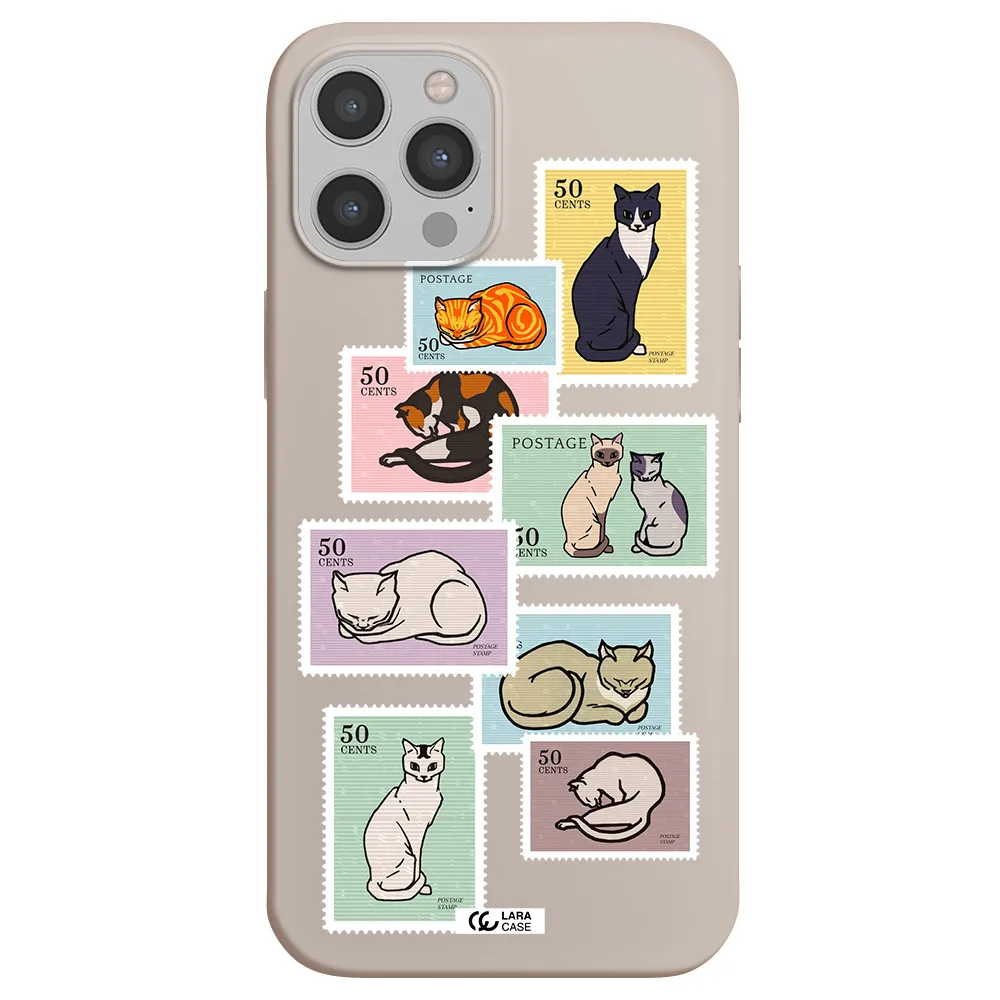a collage of cats on stamps Apple iPhone 12 pro Silicone Stone Case