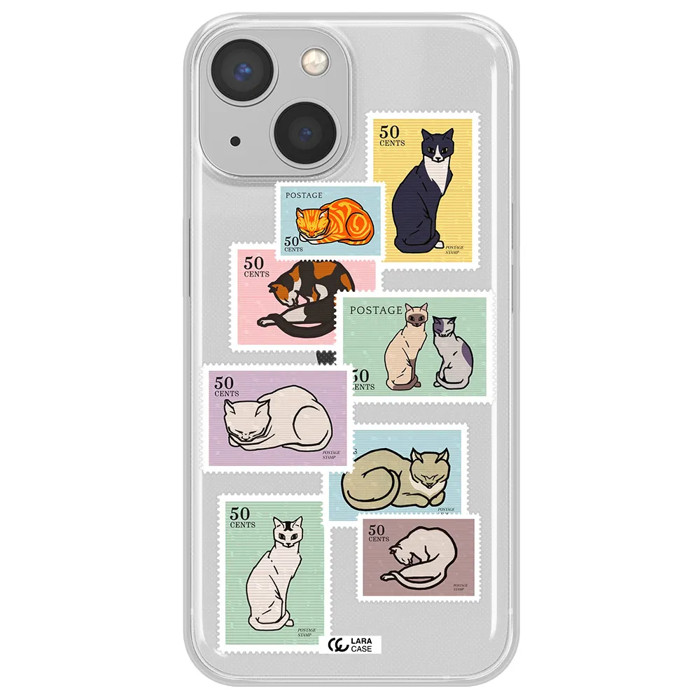 A Collage Of Cats On Stamps Apple Iphone 13 Mini Clear Tpu Case