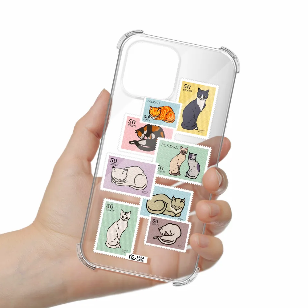 a collage of cats on stamps Apple iPhone 13 Pro Max Clear PC Case