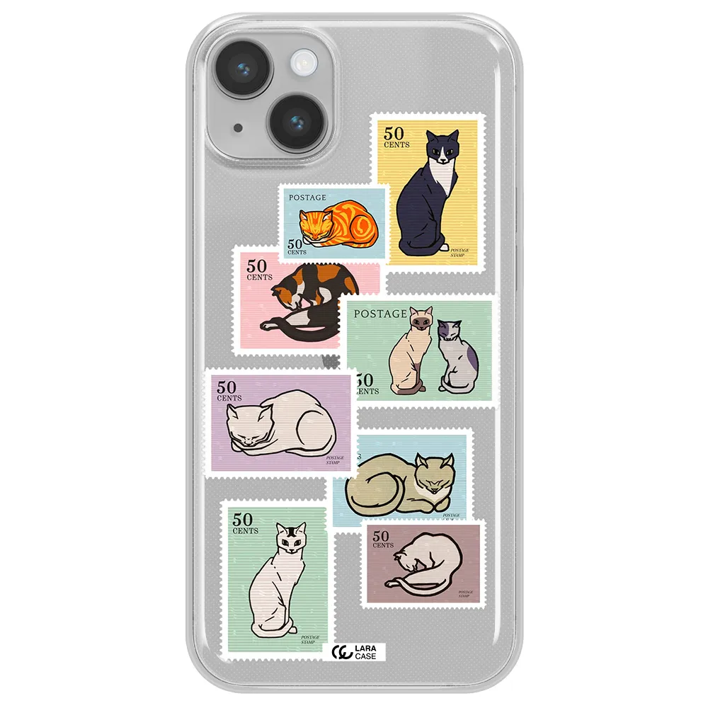 A Collage Of Cats On Stamps Apple Iphone 14 Plus Clear Tpu Case