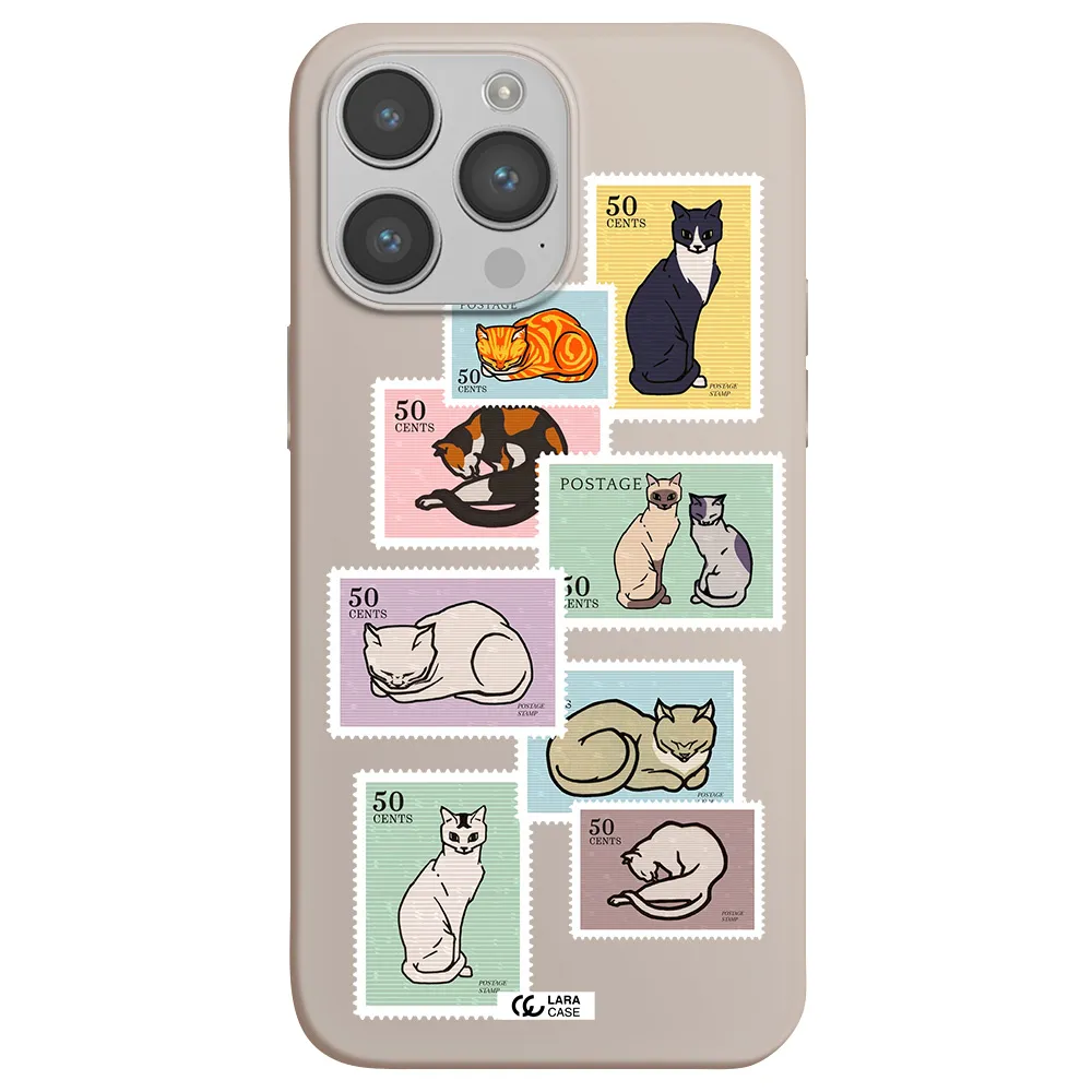a collage of cats on stamps Apple iPhone 14 pro Silicone Stone Case