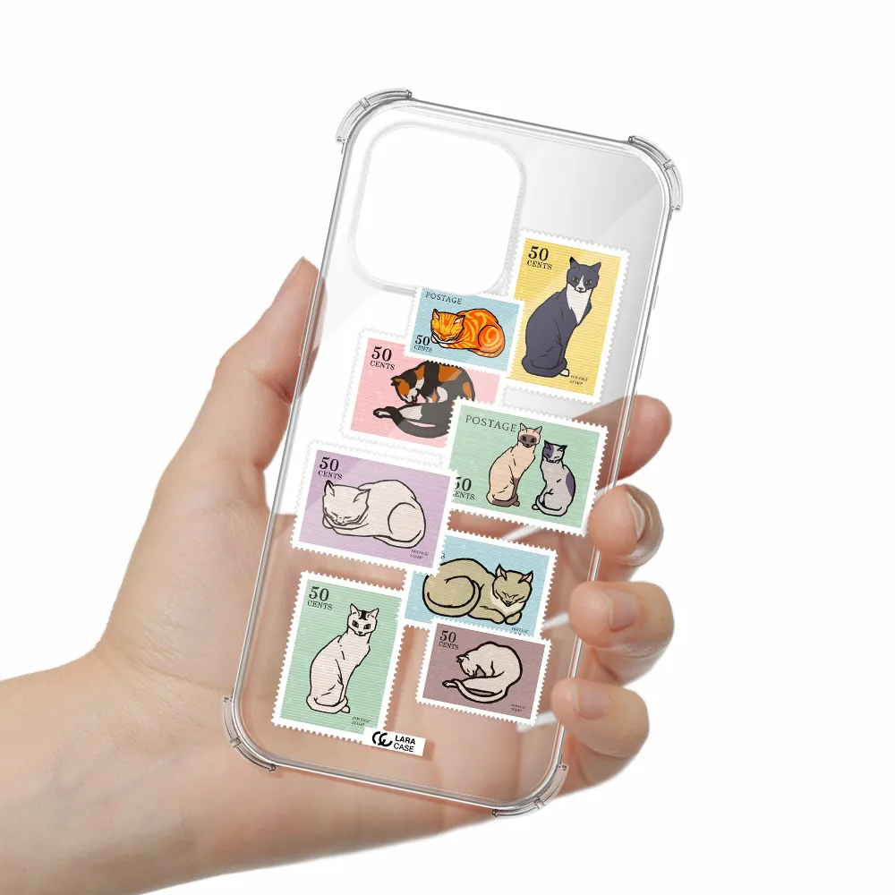 A Collage Of Cats On Stamps Apple Iphone 16 Pro Max Clear Pc Case