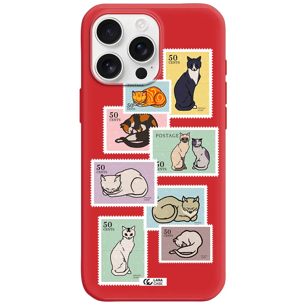 A Collage Of Cats On Stamps Apple Iphone 16 Pro Max Silicone Stone Case