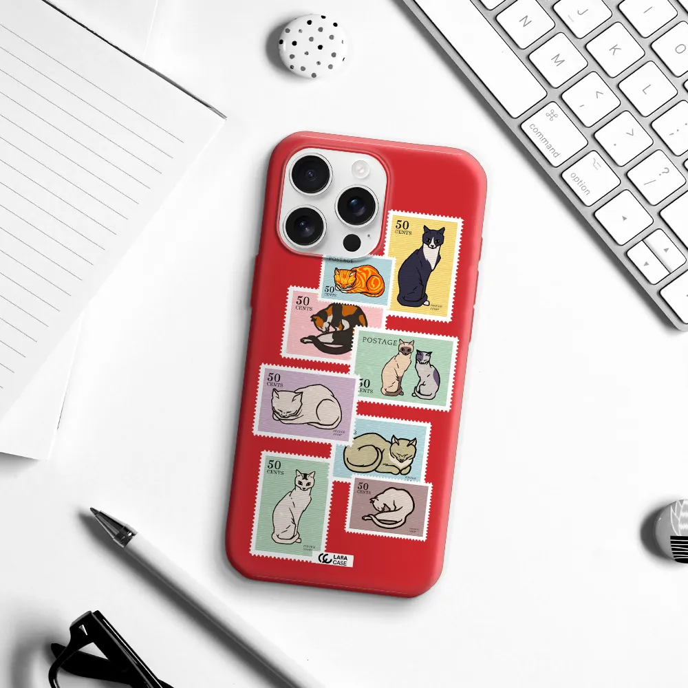 A Collage Of Cats On Stamps Apple Iphone 16 Pro Max Silicone Stone Case