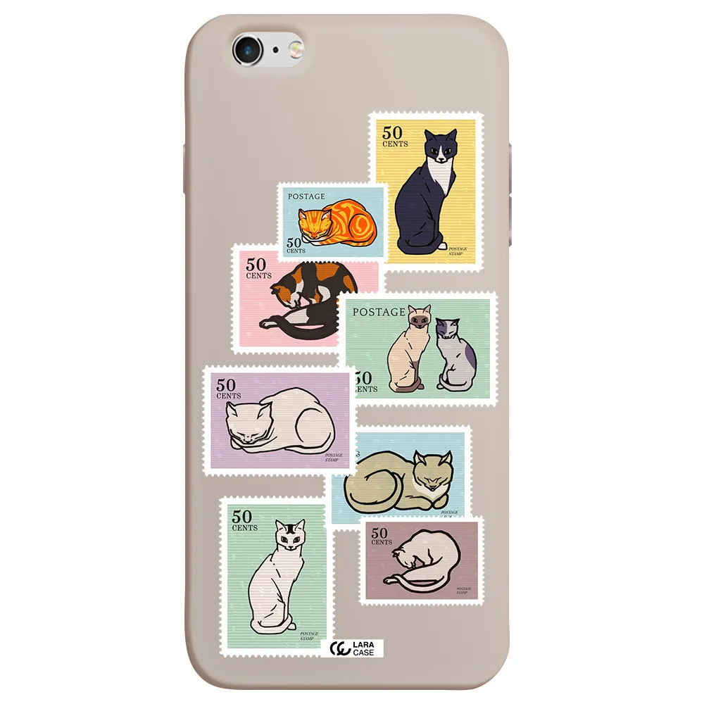 a collage of cats on stamps Apple iPhone 6 plus Silicone Stone Case