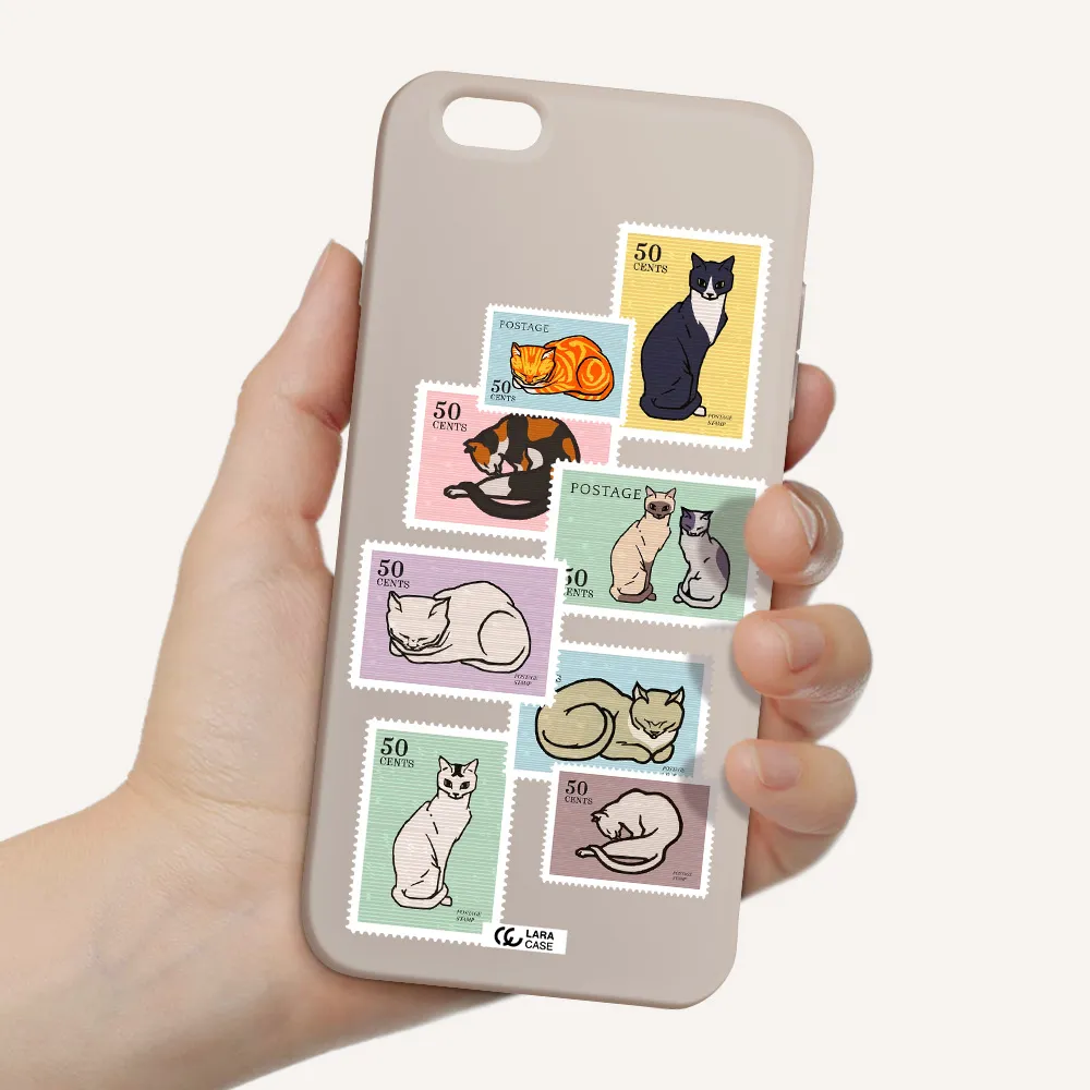 a collage of cats on stamps Apple iPhone 6 plus Silicone Stone Case