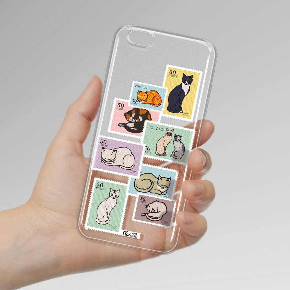 A Collage Of Cats On Stamps Apple Iphone 6 S Plus Clear Tpu Case
