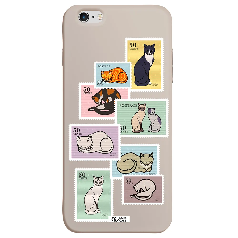 a collage of cats on stamps Apple iPhone 6S Silicone Stone Case