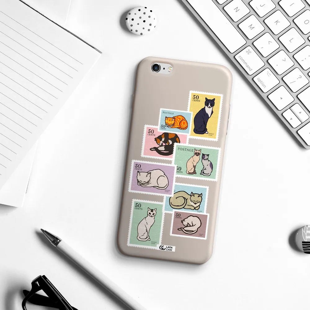 a collage of cats on stamps Apple iPhone 6S Silicone Stone Case