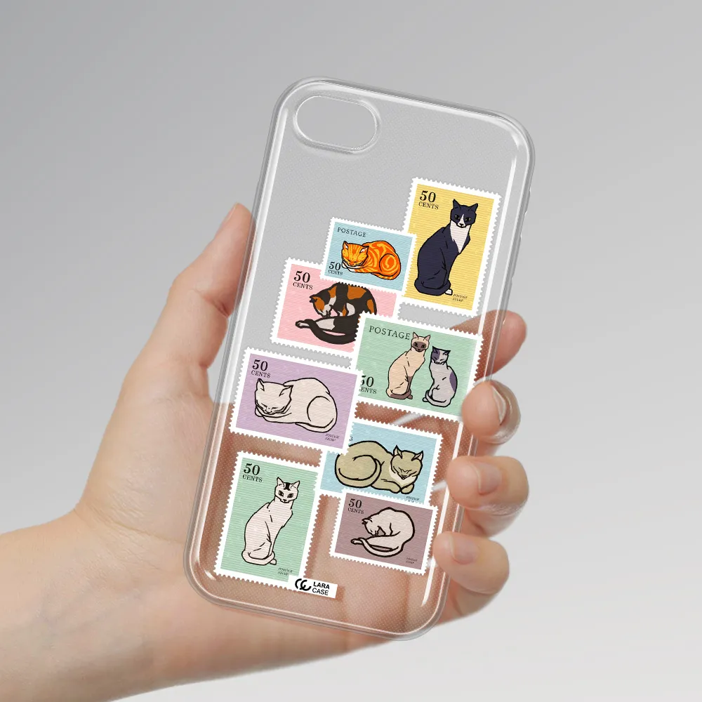 A Collage Of Cats On Stamps Apple Iphone Se 2020 Clear Tpu Case