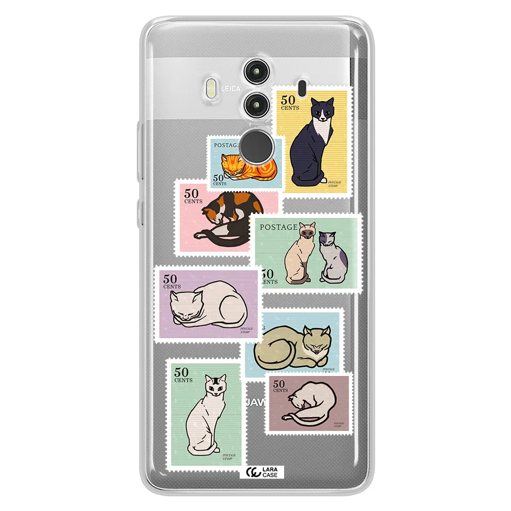 A Collage Of Cats On Stamps Huawei Mate 10 Clear Tpu Case