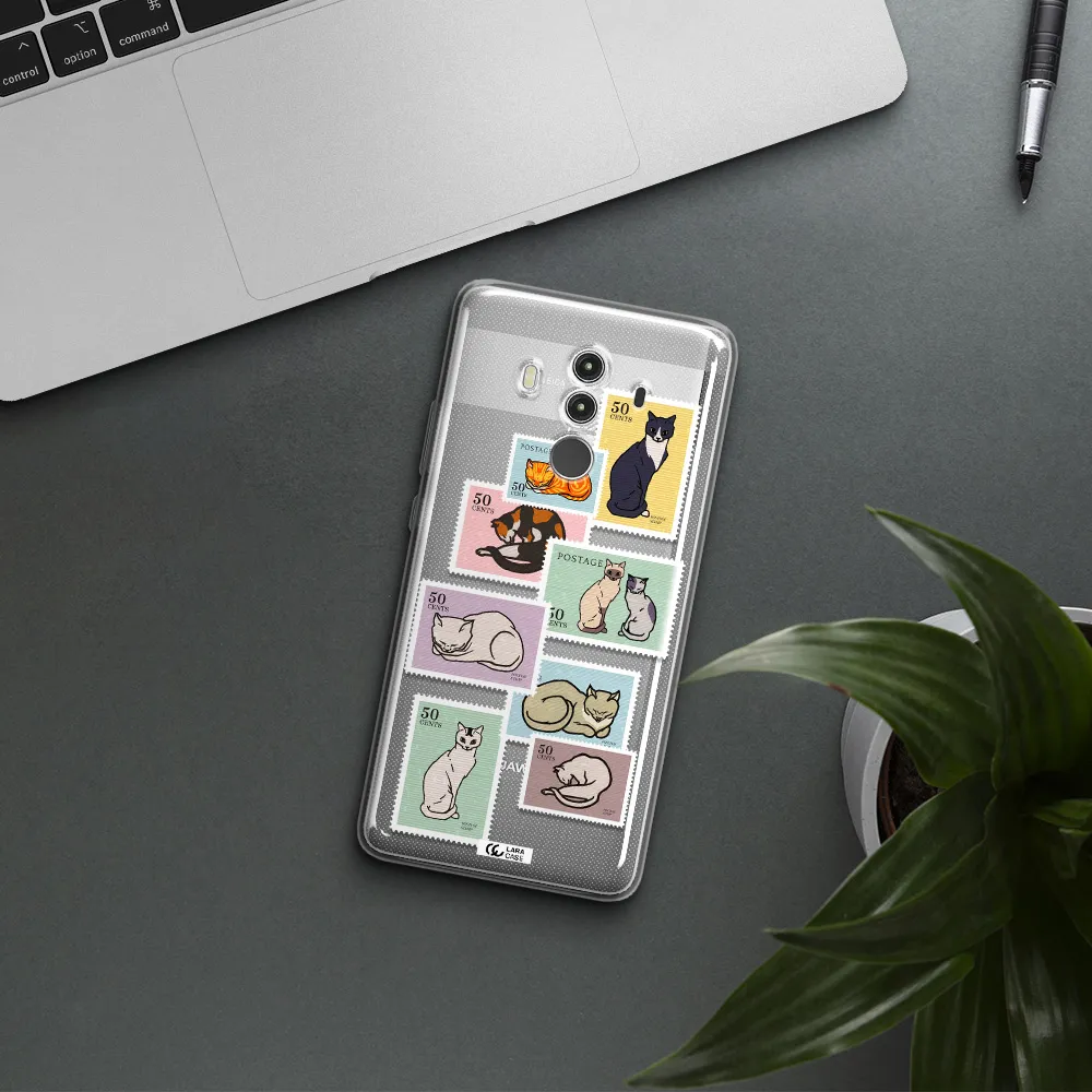 A Collage Of Cats On Stamps Huawei Mate 10 Clear Tpu Case