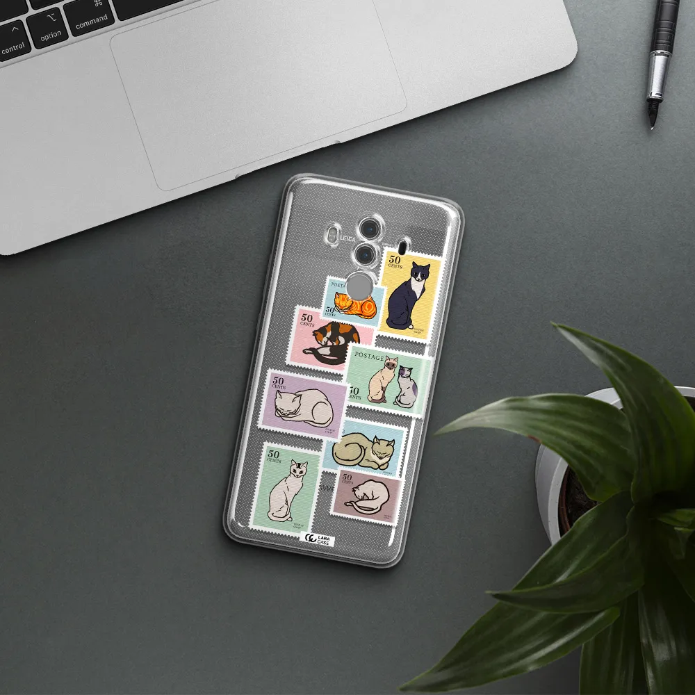 A Collage Of Cats On Stamps Huawei Mate 10 Pro Clear Tpu Case