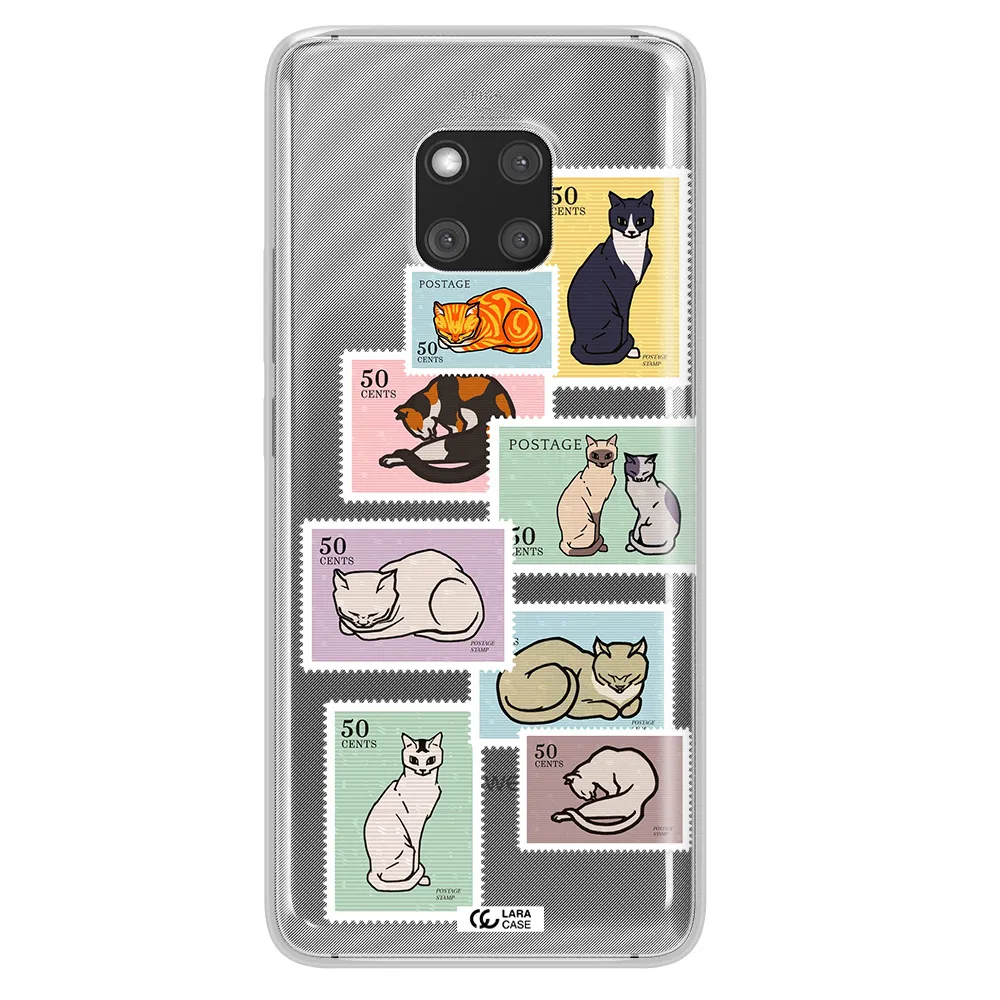 A Collage Of Cats On Stamps Huawei Mate 20 Pro Clear Tpu Case