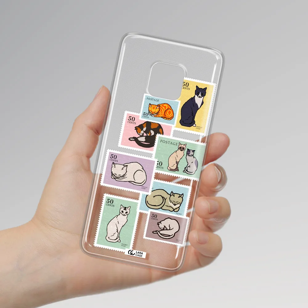 A Collage Of Cats On Stamps Huawei Mate 20 Pro Clear Tpu Case