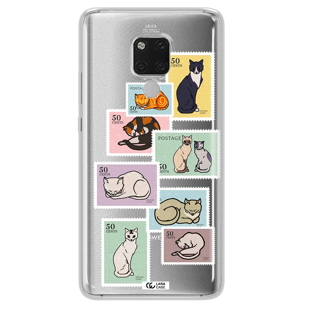 A Collage Of Cats On Stamps Huawei Mate 20X Clear Tpu Case