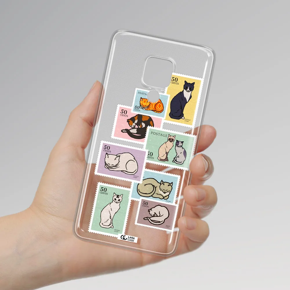 A Collage Of Cats On Stamps Huawei Mate 20X Clear Tpu Case