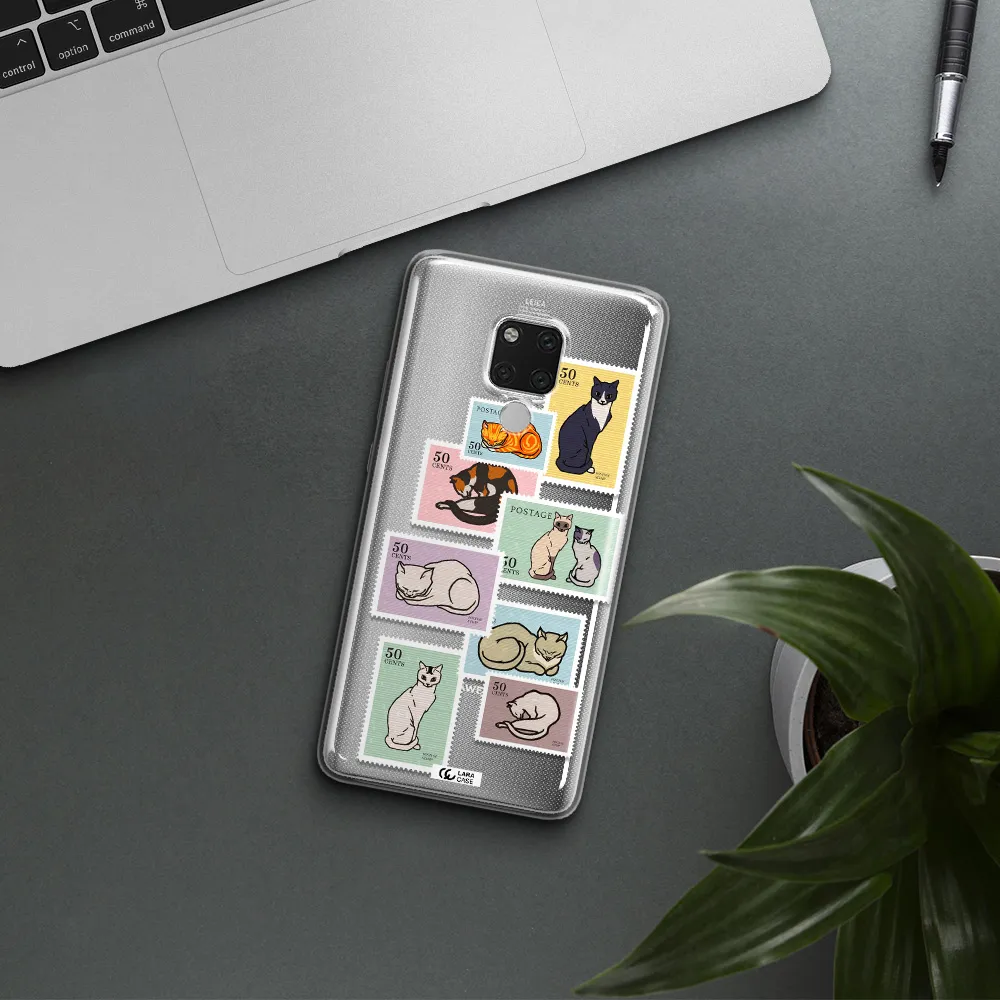 A Collage Of Cats On Stamps Huawei Mate 20X Clear Tpu Case