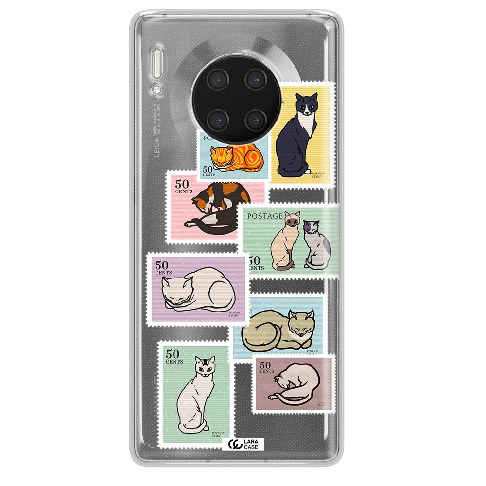 A Collage Of Cats On Stamps Huawei Mate 30 Pro Clear Tpu Case