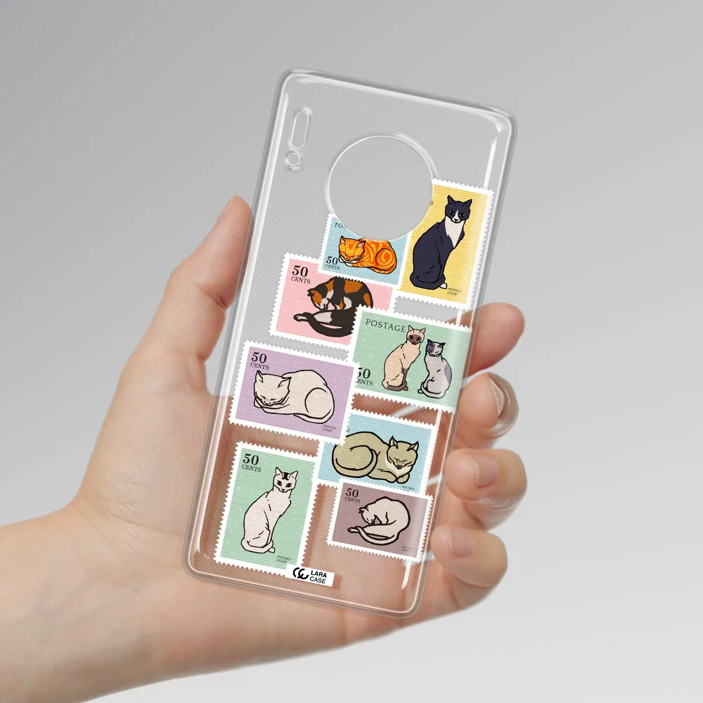 A Collage Of Cats On Stamps Huawei Mate 30 Pro Clear Tpu Case