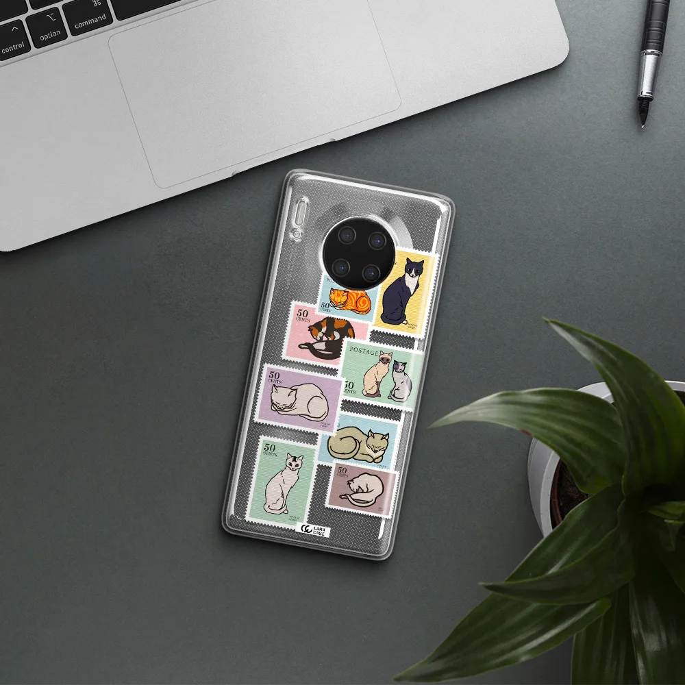 A Collage Of Cats On Stamps Huawei Mate 30 Pro Clear Tpu Case