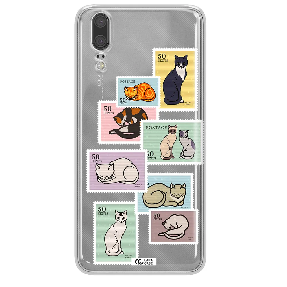 A Collage Of Cats On Stamps Huawei P20 Clear Tpu Case