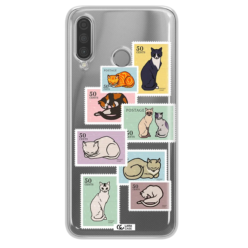 A Collage Of Cats On Stamps Huawei P30 Lite Clear Tpu Case