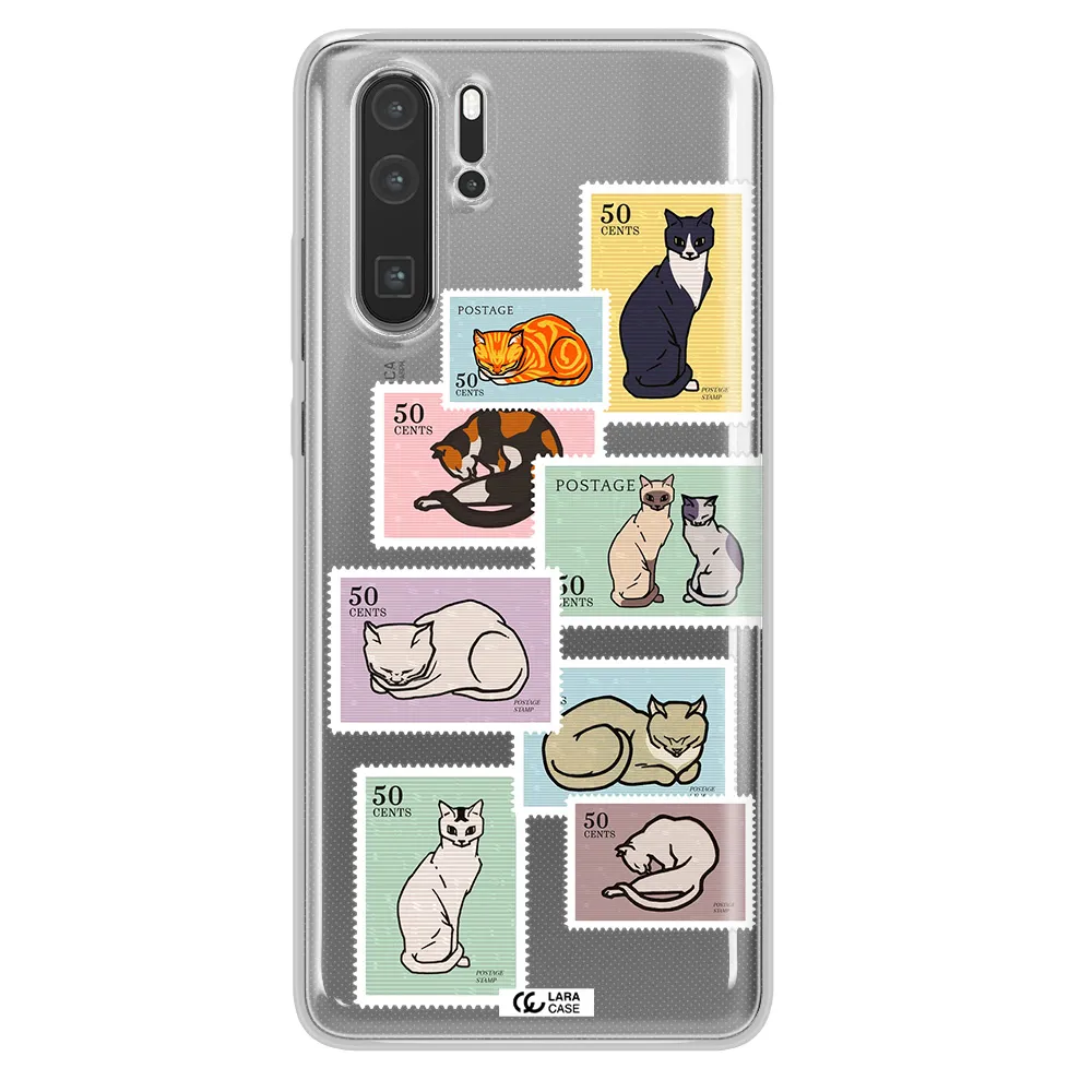 A Collage Of Cats On Stamps Huawei P30 Pro Clear Tpu Case