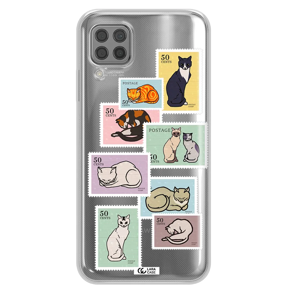 A Collage Of Cats On Stamps Huawei P40 Lite Clear Tpu Case