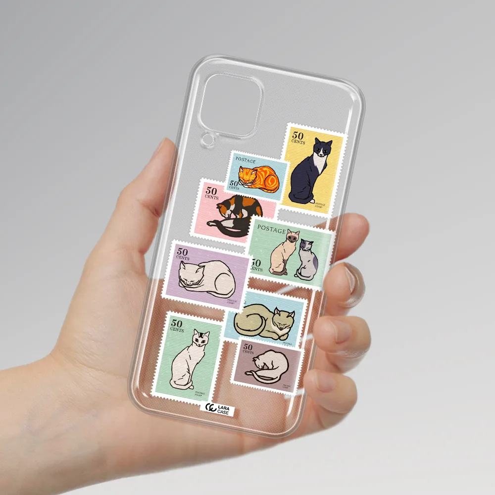 A Collage Of Cats On Stamps Huawei P40 Lite Clear Tpu Case