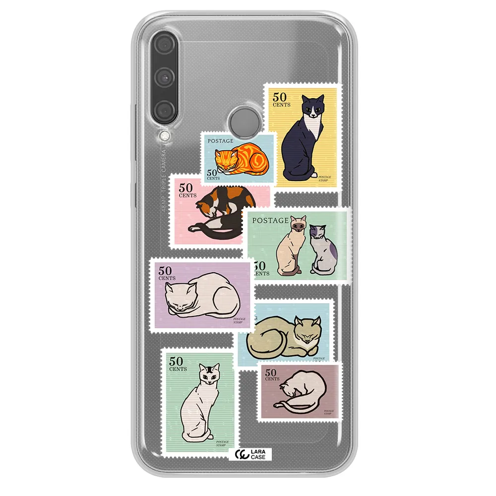 A Collage Of Cats On Stamps Huawei P40 Lite E Clear Tpu Case