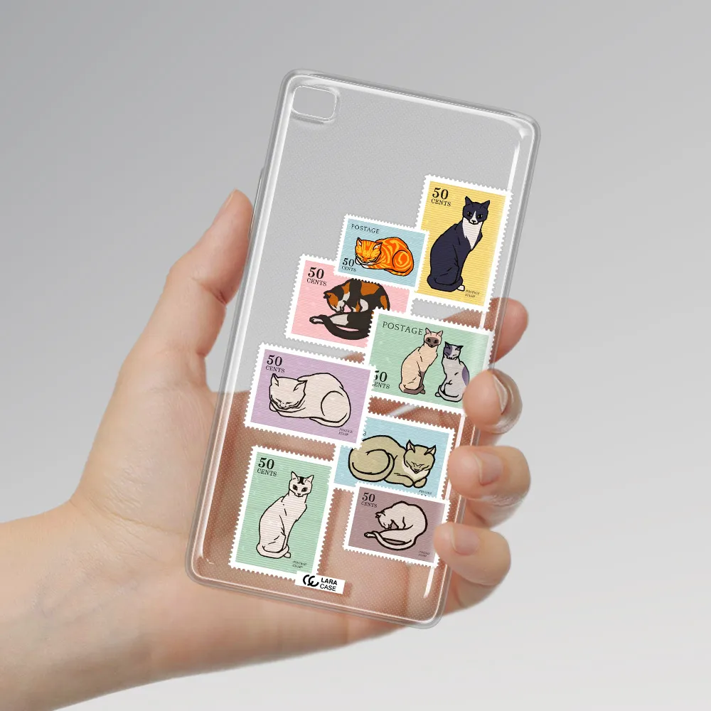 A Collage Of Cats On Stamps Huawei P8 Clear Tpu Case