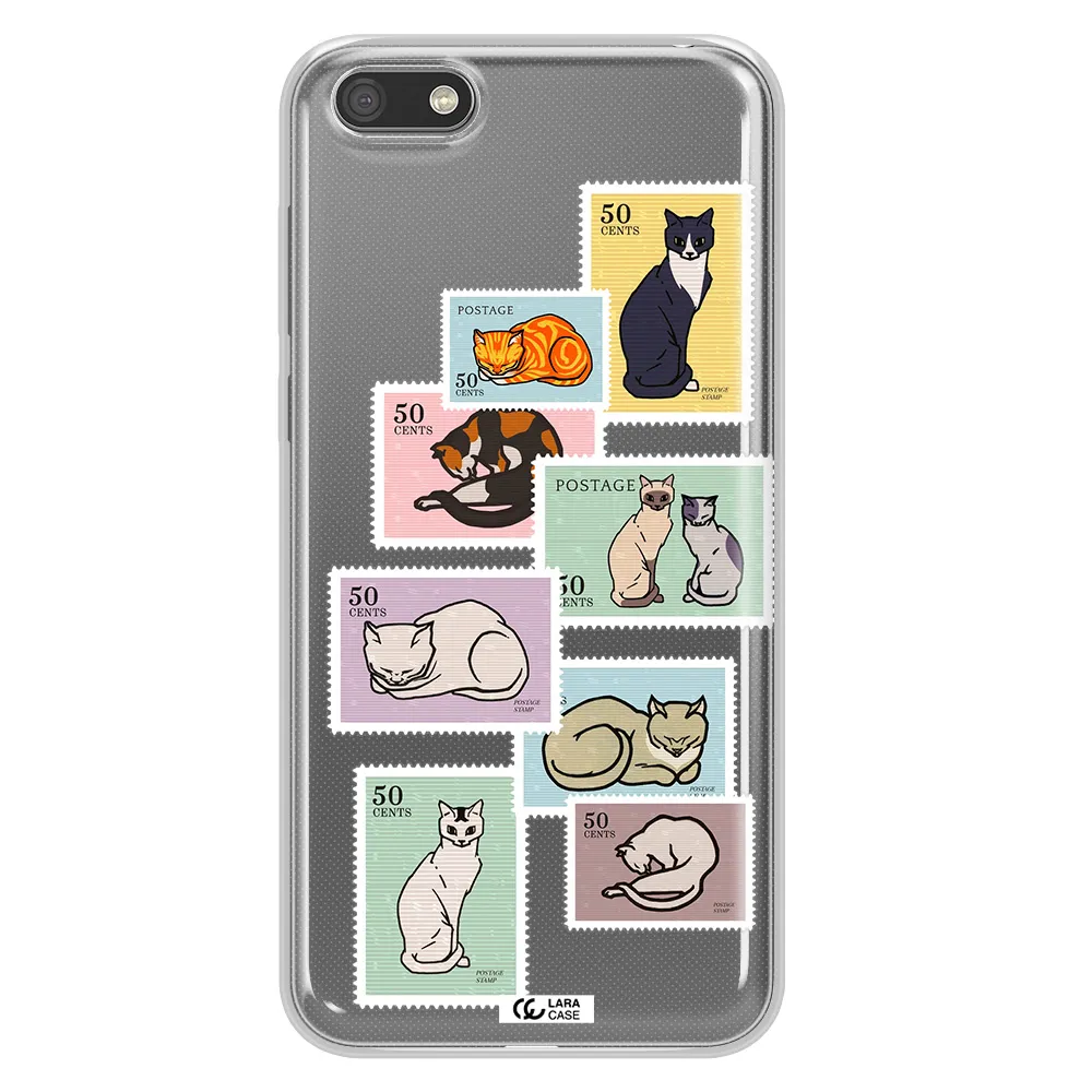 A Collage Of Cats On Stamps Huawei Y5 2018 Clear Tpu Case