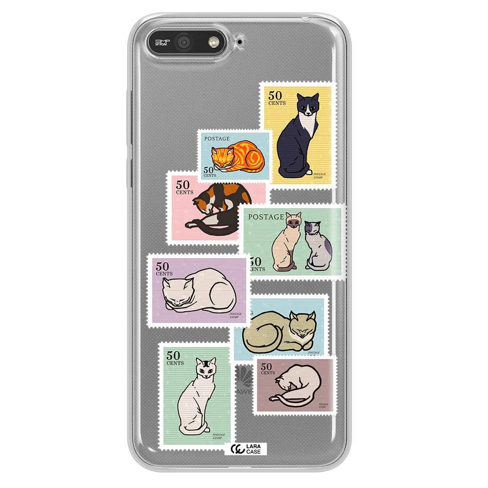 A Collage Of Cats On Stamps Huawei Y6 2018 Clear Tpu Case