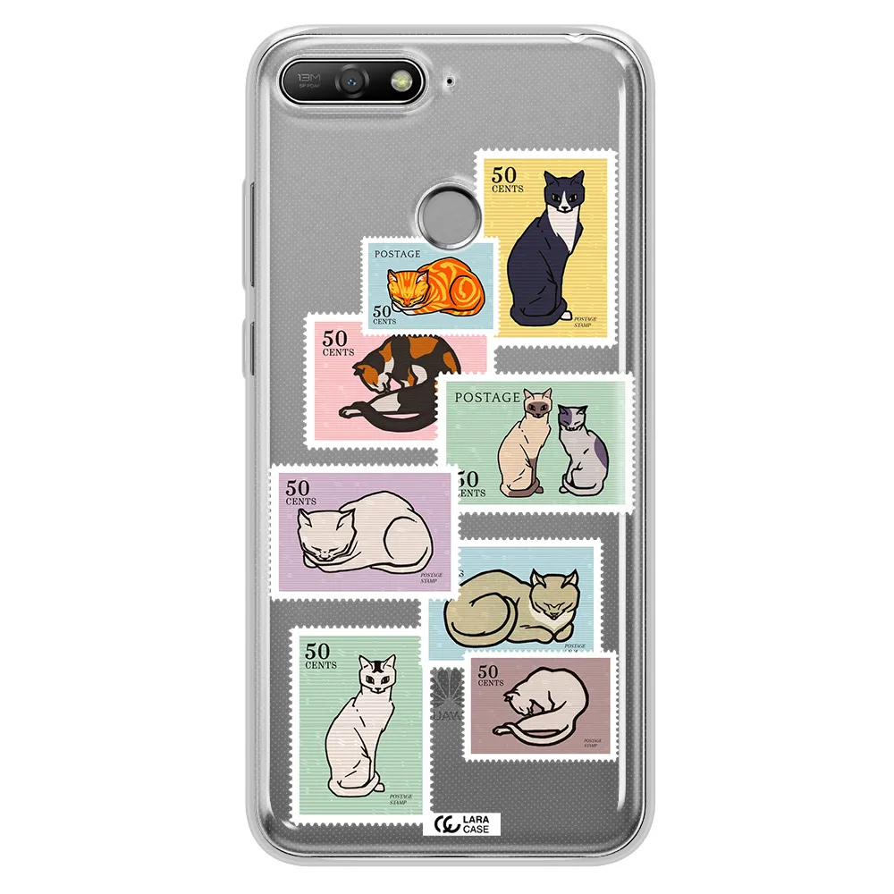 A Collage Of Cats On Stamps Huawei Y6 Prime 2018 Clear Tpu Case