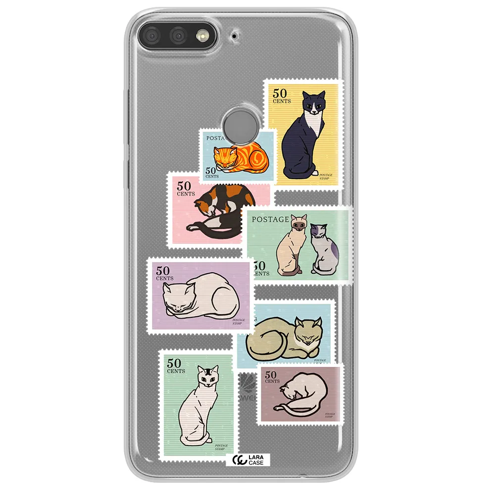 A Collage Of Cats On Stamps Huawei Y7 Prime 2018 Clear Tpu Case